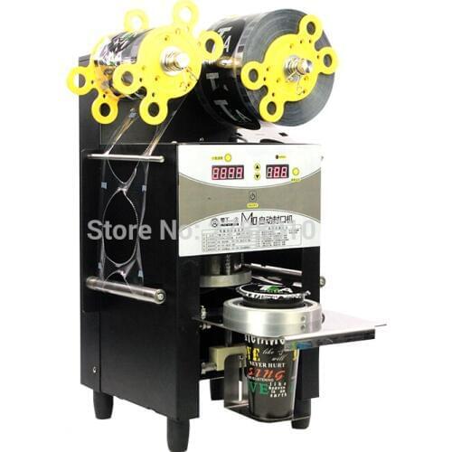 370W Semi-automo Cup Sealing Machine 95mm/90mm Electric Bubble Tea Milk/Coffee Packing Sealer Pressure Paper/Plastic Cup Lid M10