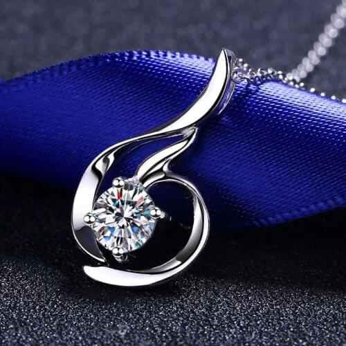 Passed The Diamond Test Perfect Cut Moissanite 0.8CT Necklace925 Sterling Silver Note Pendant Diamond Necklace Fine Jewelry
