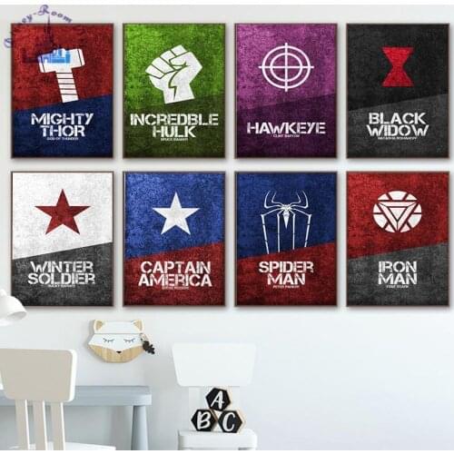 Marvel Spiderman Poster Print Avengers Infinity War Canvas Wall Art Captain America Winter Soldier Canvas Painting Room Decor