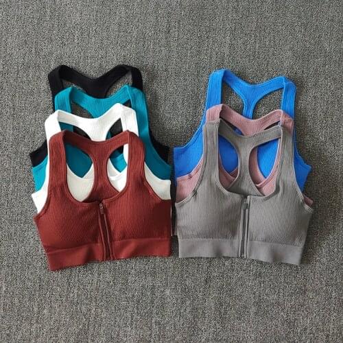 Sports Bra Crop Top Zipper Fitness Women Sportswear Sport Top Bras For Fitness Gym Female Running Push Up Yoga Workout Bra