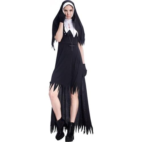 Scary Demon Nun Costume Cosplay For Women Halloween Costume For Adult Carnival Party Dress Up Clothing Suit