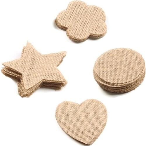 10Pcs Heart Star Plum Round Shape Jute Burlap Slice for Christmas Tree Wedding Party Supplies Hanging Pendant Banner Decoration