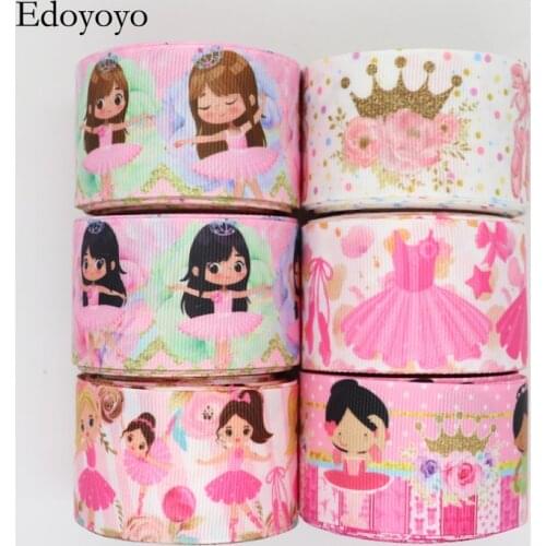 10 Yards 1.5'' 38MM Ballet Girls Printed Grosgrain Ribbons For Hair Bows DIY Handmade Materials Y202081701