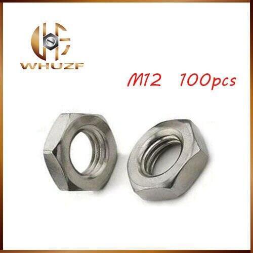 100pcs M12 Hex nut DIN439 A2-70 Stainless Steel Hex Thin Nuts Metric Fastener M3-M14 Stocks