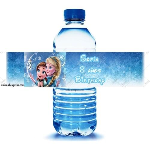Frozen Birthday Water labels, Personalized text, Happy Birthday Labels, Frozen Party Decoration,frozen birthday party favors