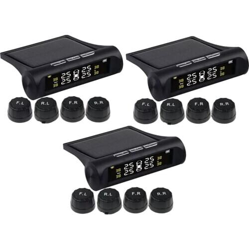 3x Car TPMS Tire Pressure Alarm Monitor System Solar Powered External Sensor