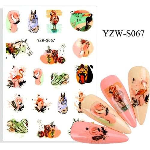 3D Nail Sticker Rabbit Horse Animal Slider Nails Art Decoration Wraps Decals Design Adhesive Manicure Tips Stickers Pegatina