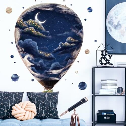 3D Stickers Earth Star Hot Air Balloon Wall stickers for Bedroom Kids Room Decoration Remvable Galaxy Art Wallpapers Home Decor