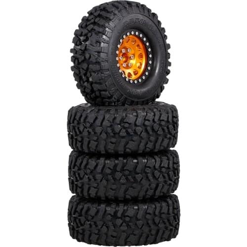 4PCS Metal 2.2 Beadlock Wheel Rim Tires Set for 1/10 RC Crawler Car Traxxas TRX4 TRX6 Axial SCX10 RR10 Parts