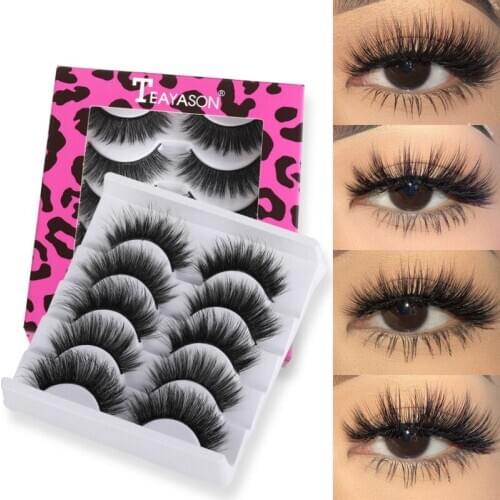 5 Pairs 3D Mink Lashes Natural False Eyelashes Dramatic Volume Fake Lashes Makeup Eyelash Extension Silk EyelashesMakeup Tool