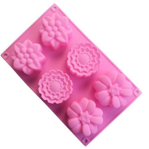 6 Hole Three Groups of Flowers Cake Moon Silicone Cake Mold Pudding Jelly Mold Bakeing Tools Cupcake