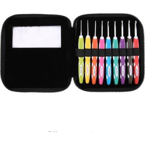 9Pcs Crochet Hooks Set Knitting Smooth Needles Tools Ergonomic Crochet Set Case Home Use Sewing Tools For Diy Craft Tools Yarn W