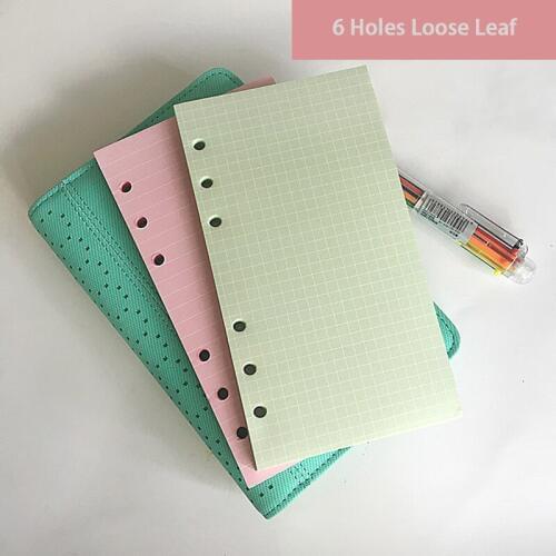 A5 A6 Colorful Refill Inner Pages 6 Holes Loose Leaf Paper for Organizer Notebook Planne School Stationery