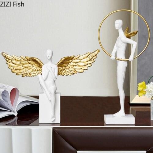 Abstract White Angel Sculpture Resin Crafts Ornaments Birthday Gifts Simple Figures Portrait Statue Figurines Home Decoration