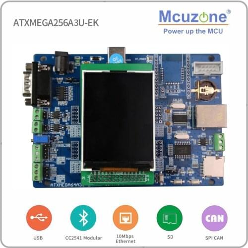 ATxmega256A3U-EK-T28 , 320*240 2.8LCD 12Bit ADC and DAC,7 USARTs, PDI, USB Device, XMEGA, CAN, RTC