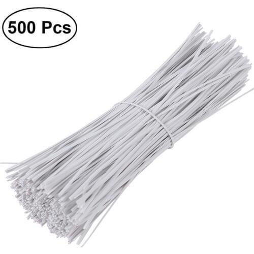 BESTOYARD 500pcs 15cm Plastic Coated Iron Wire Twist Ties Cable Wrap Organizer Ties