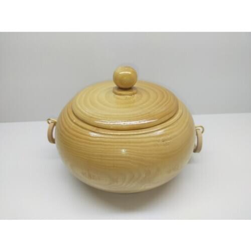Beige Wood Sugar Bowl