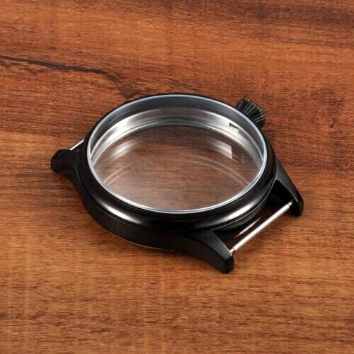 44mm pvd Black Watch Case Corgeut Fit Eta 6497 6498 Seagull st3600 st3620 Manual winding movement