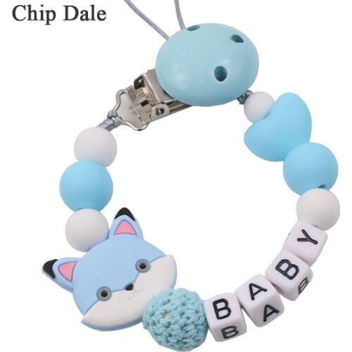 Chip Dale Personalized Name Baby Pacifier Clips Silicone Pacifier Chain Holder for Baby Teething Soother Chew Toy Dummy Clips