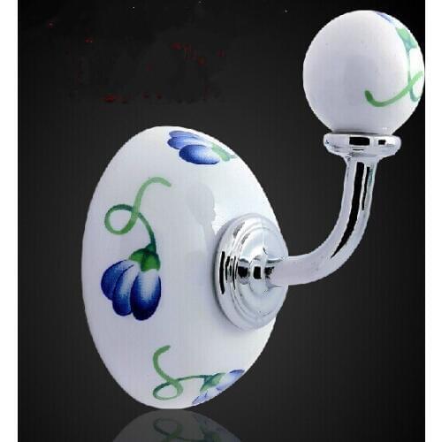 Zinc alloy with 7 colors ceramic single hook clothes bag cap towel hooks bathroom washroom kitchen home decoration wall hooks