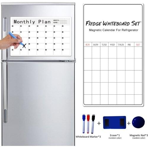 Weekly/Monthly Planner Calendar Table Goal Message Board Magnetic Dry Erase Whiteboard Schedules Simple Fridge Sticker Size