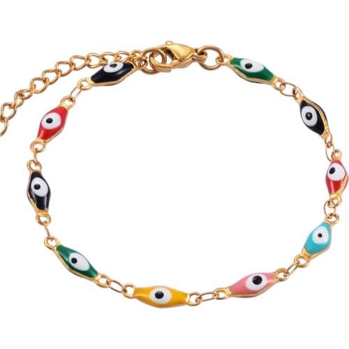 Hot Sale Fashion Stainless Steel Bracelet Female Eye Gift Enamel Bead Bracelet Jewelry Gift 5mm