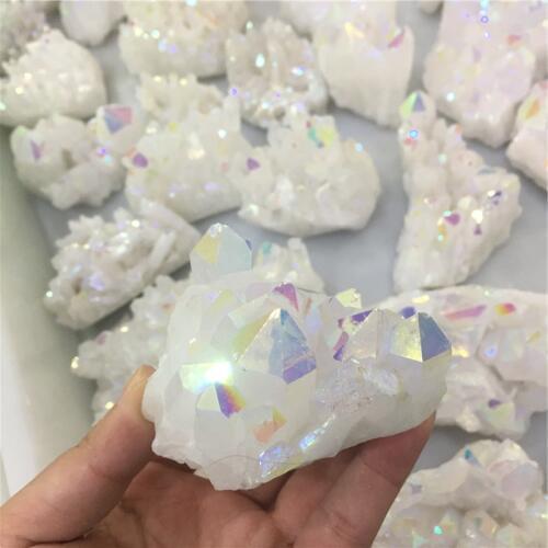Hot!!!-50-70g natural white angel aura crystal cluster electroplating Titanium coating quartz cluster stone Healing
