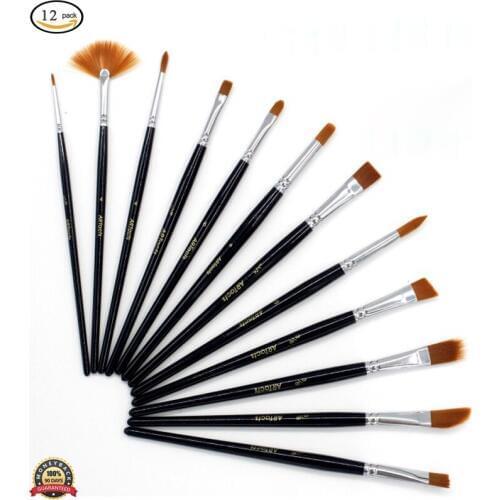 Paint Brushes 12 Set Professional Paint Brush Round Pointed Tip Nylon Hair Artist Acrylic Brush for Acrylic Watercolor Oil Paint