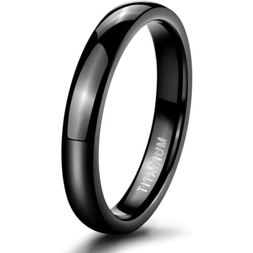 Eamti 2/4/6/8mm Simple Black Ring Man Women Titanium Wedding Band Engagement Rings Polished Cocktail Ring Anel Feminino size 15