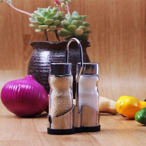Kitchen Glass Stainless Steel Seasoning Bottle Small Seasoning Tank Two-piece Household Necessities Cooking Seasoning Bottle