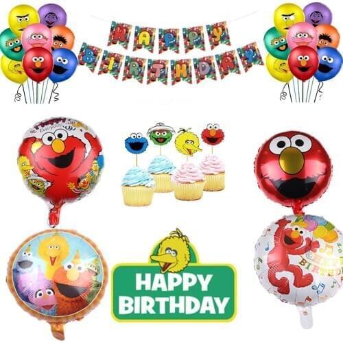 18inch round Sesame Street Theme foil balloon Party Decoration Cartoon 12 Inch Latex Balloon Children Birthday Party Decoration