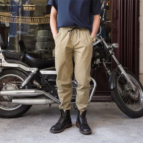 Lightweight spring summer cotton spandex elastic waist hiking camping casual khaki mens jogger pants