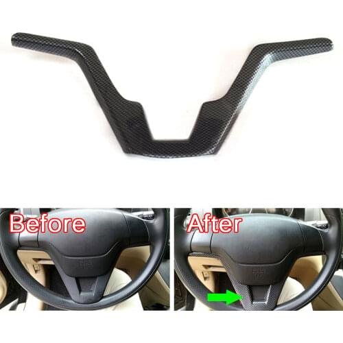 Car Interior Mouldings Carbon Fiber Colors ABS Steering Wheel Covers Panel Trim Decal Fit For Honda CR-V 2007-2011 Car Styling