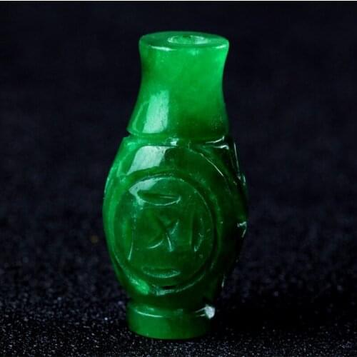 Natural green jadeite handcarved vase DIY 100% real jade pendant earring jade accessories septa scattered beads for women
