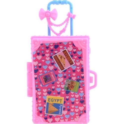 2020 New Fashion Travel Suitcase Doll Accessories Kids Toys Luggage For Barbie Doll