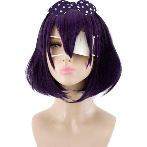 Kakegurui Compulsive Gambler Midari Ikishima Cosplay Wig Short Synthetic Hair Halloween Christmas Carnival Wigs with Accessories