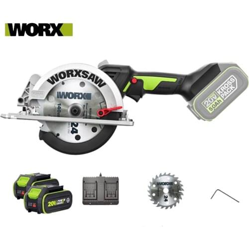 Worx WU535 Brushless Motor 140MM Cordless Circular Saw 45 /90 Degree Cutting Powershar with 5.0AH Battery Electric Tools