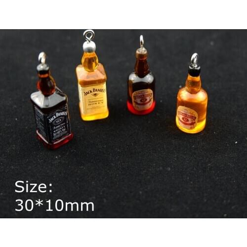 10pcs/Lot Resin Whiskey Charms For Bracelets Necklace Earring Jewelry Making DIY Craft Pendants Handmade Dollhouse