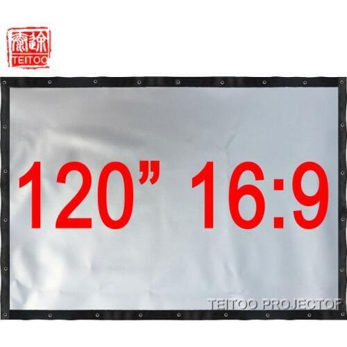 120 Inches 16:9 Perfect Daylight Gray Silver Projection Screen Use for Multi-Function Entertainment Kidding Office Education etc