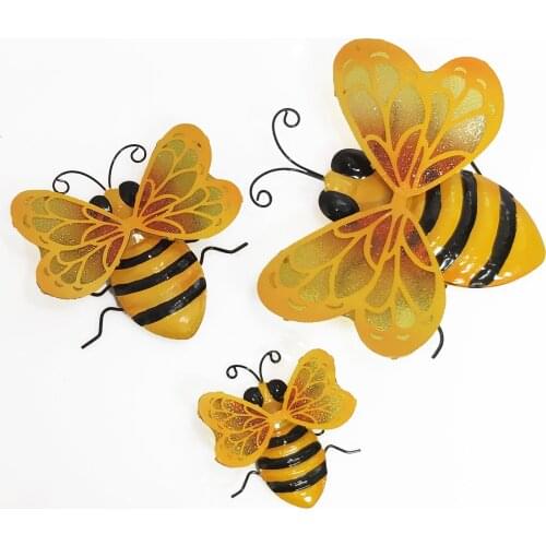 Realistic Bee Decoration Handmade Wrought Iron Wall Ornament Bee Festival Furnishings for Home Garden Courtyard D1