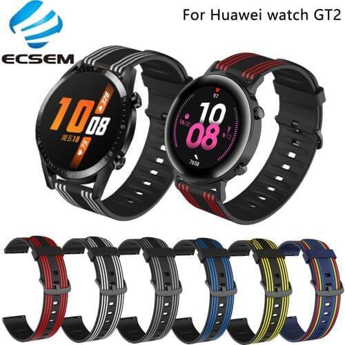 Wrist band for Huawei watch GT2 42mm 46mm band replacement silicone strap 20MM 22MM bracelet for GT watch soft rubber loop belt