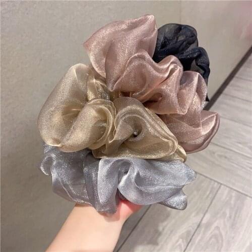 Spring Summer Net Yarn Hair Bow Scrunchies Large Chiffon Women Elastic Hair Band Ponytail Holder Hair Tie Girl Accessories