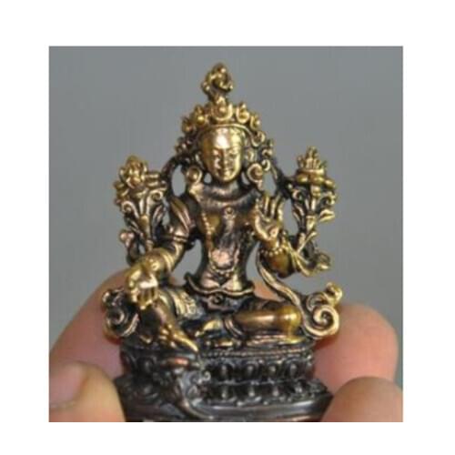 S1265 tibet buddhism bronze gilt Gold Green Tara Goddess kwan-yin Bodhisattva statue