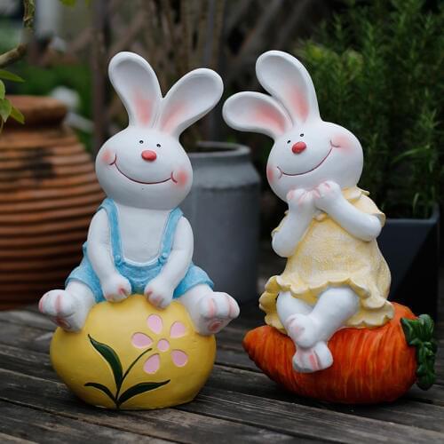 Outdoor Gardening Resin Cute Animal Rabbit Flower Pot Ornaments Courtyard Park Furnishing Crafts Villa Balcony Figurines Decor