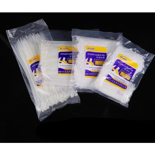 Self-locking Plastic Nylon Tie 1000 PCS White Cable Tie Fastening Ring 4X200 Cable Tie Zip Wraps Strap Nylon Cable Tie Set