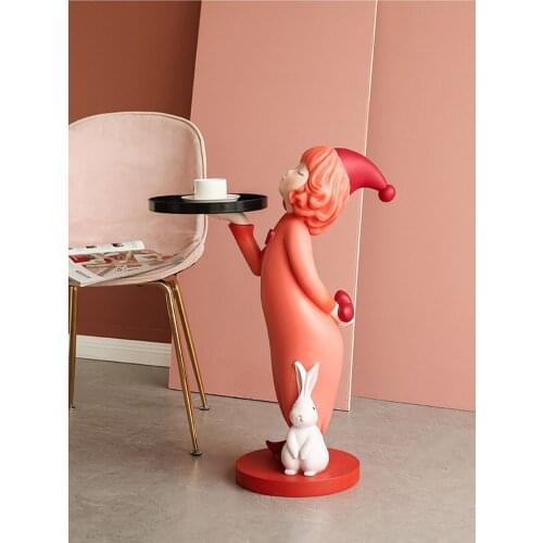 Nordic Home Decor Cute Fairy Girl Tray Decoration Figurine Sculpture Fairy Garden Large Landing Statue Home Storage Organization