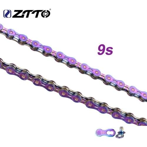 ZTTO 9 Speed Bike Chain 9s Colorful MTB Road Bicycle 9 speed Durable Missing link Rainbow Chains EL SLR For Mountain Road Bike