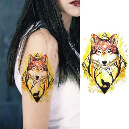 Waterproof Temporary Tattoo Sticker wolf wolves head Fake Tatto Large size Flash Tatoo Back Arm Leg body art for Women Men girl