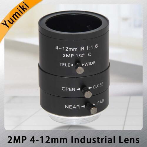 Yumiki 2MP 4-12mm LENS C Mount 2.0 Mega Pixel HD Industrial lens Vari-Focal Manual Iris CCTV Lens For CCTV Camera