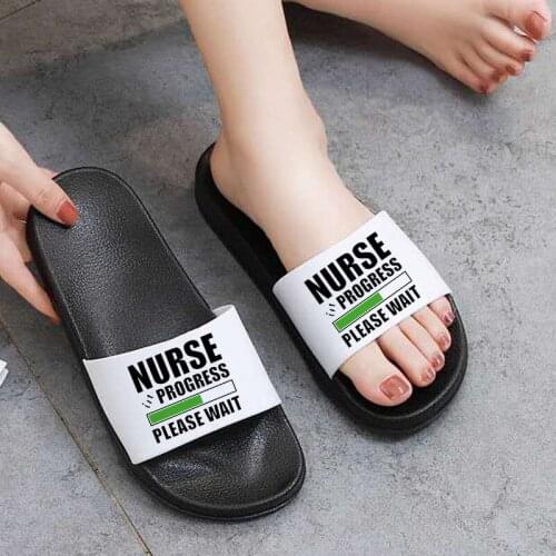 Nurse letter Printed Lady Slipper Fashion leisure Flat Shoes Harajuku Female Summer Slippers Beach Shoes Women Slippers